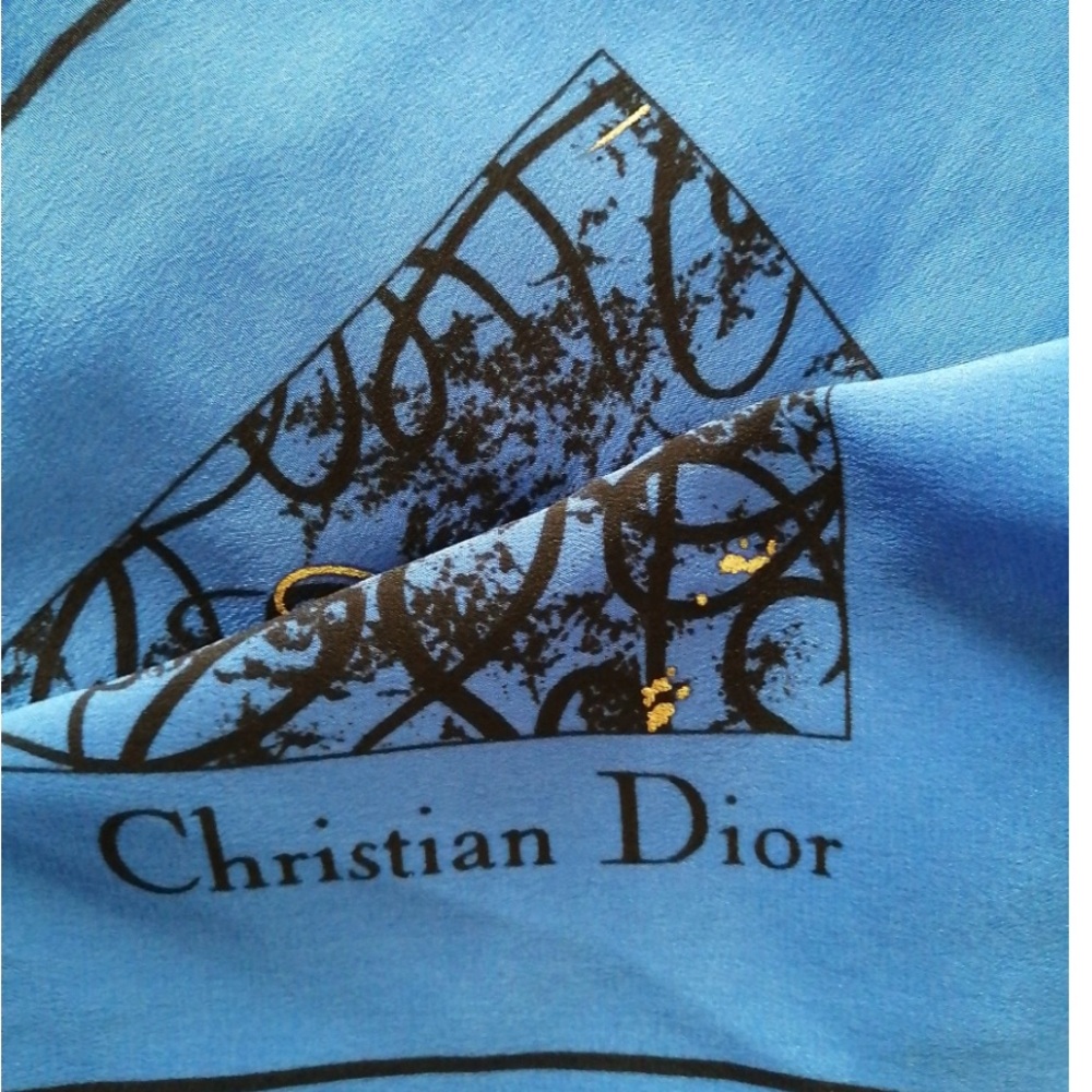 Christian Dior Blue Silk Scarf - Picture 3 of 6
